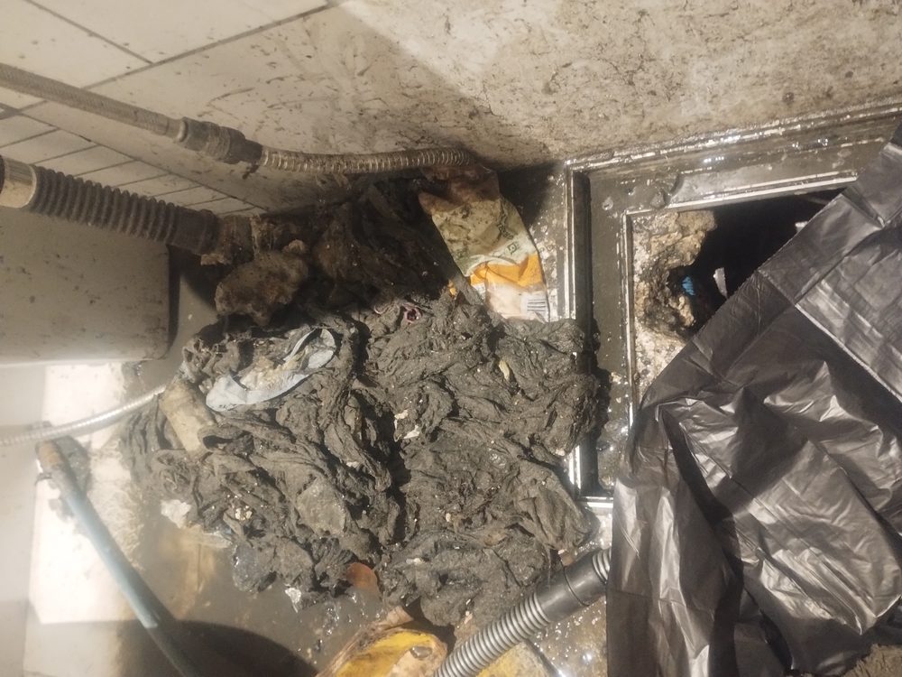 Matière extraite d'un égout bouché lors d'un dégorgement
